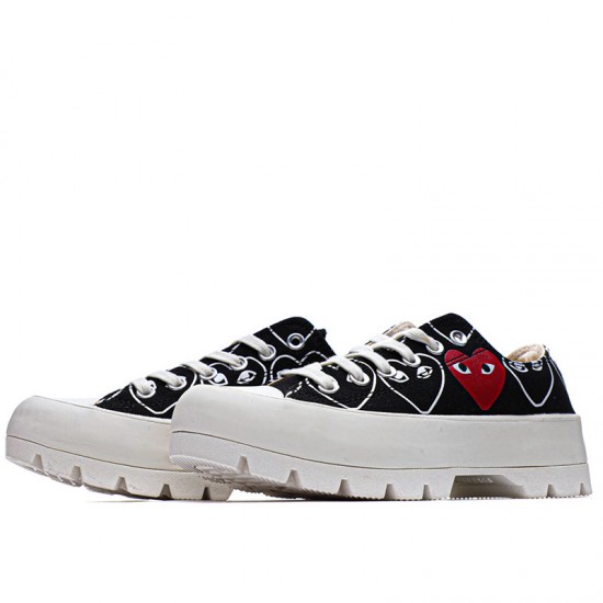 Black Converse Play Comme Des Garcons Womens Chuck Taylor All Star Lugged Low Top Shoes