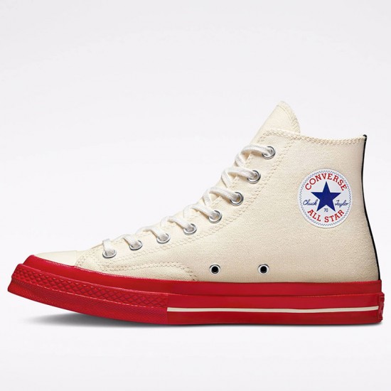 Comme Des Garcons Play X Converse Chuck 70 High Pristine White Red