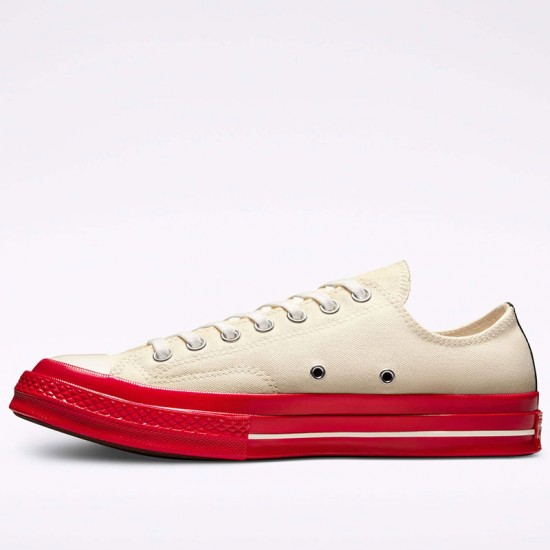 Comme Des Garcons Play X Converse Chuck 70 Low Pristine White Red