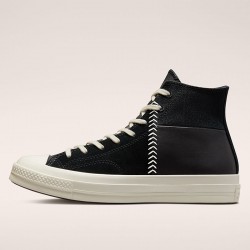 Converse Chuck 70 Crafted Leather High Black Egret Sneakers