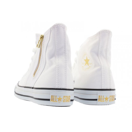 Converse All Star Gold Side Zipper High Tops White
