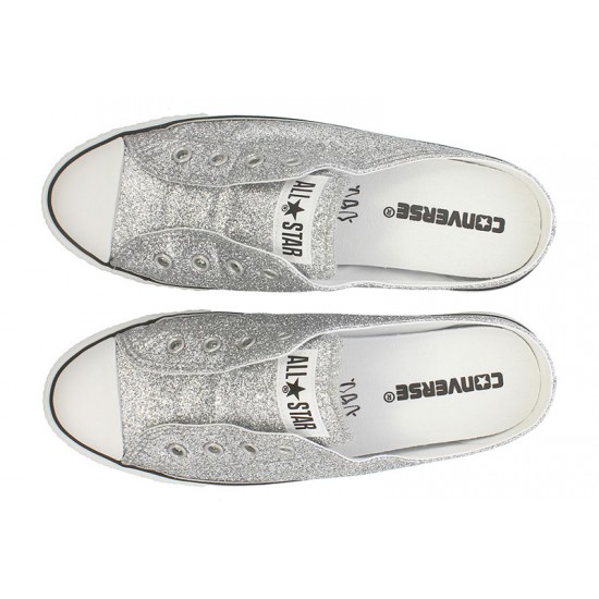 Glittery Mule Slip Ox Women Shoes Silver