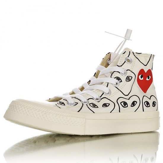 Converse Chuck Taylor All-star 70s Hi Comme Des Garcons Play Multi-heart White