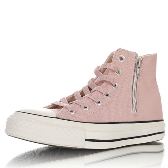 Converse Embroidered Floral Side Zip High Top Pink