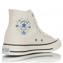 Converse Embroidered Floral Side Zip High Top White