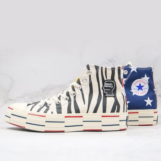 Converse Mens x Chuck 70 Hi Brain Dead Stars Camo Zebra Print Sneakers