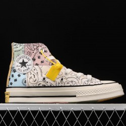 Offspring Wraps Converse Chuck 70 in Patchwork Paisley Pattern Rainbow High Top Shoes