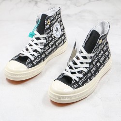 Retro Converse J Balvin Willy William 3D Print White Letter High Black Canvas Shoes