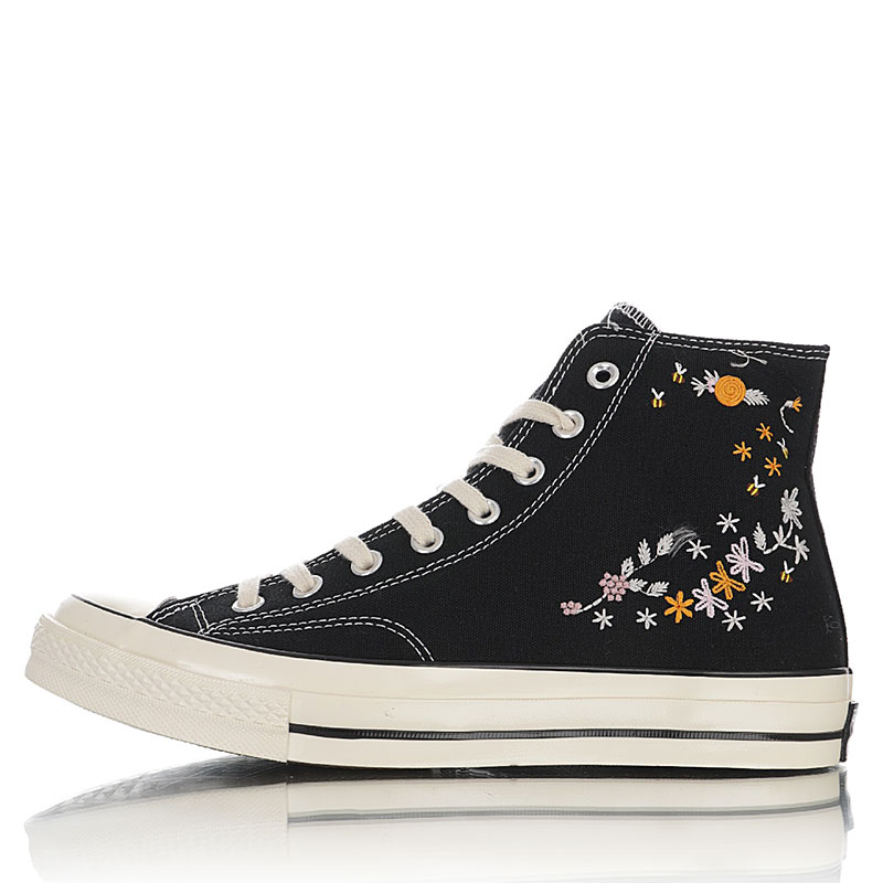 converse embroidered flowers yellow