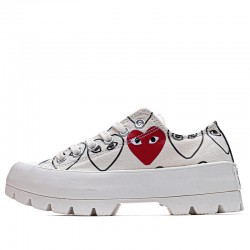 White Converse Play Comme Des Garcons Womens Chuck Taylor All Star Lugged Low Top Shoes