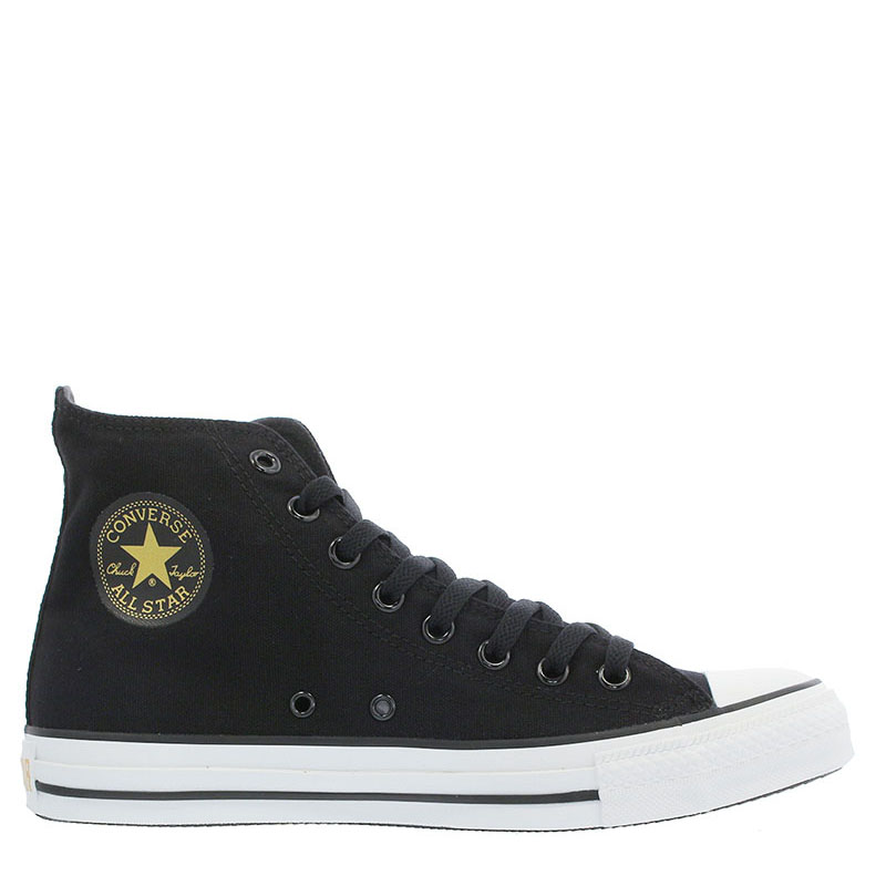 Star Gold Side Zip High Tops Shoes Black